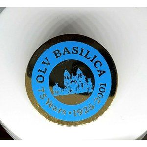 OLV Basilica 75 Years 1926-2001 Gold Blue Colored Lapel Hat Brooch Pin